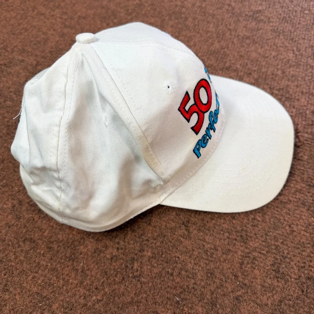 Vintage Shoebox 50th Birthday Snapback Hat White 50 is Five Perfect 10s Cotton